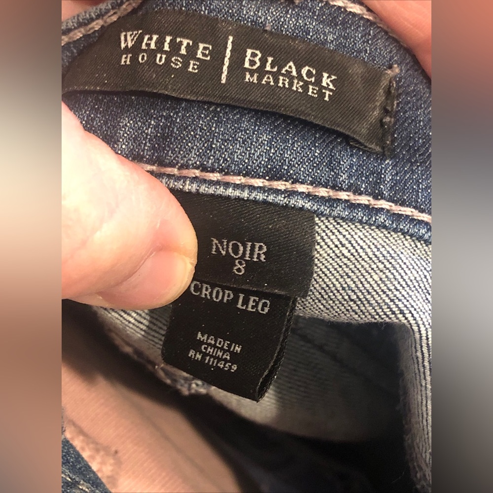 White House Black Market Noir Crop Leg Jean Bling Embellished Size 8 - Picture 5 of 5